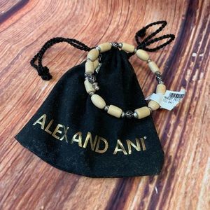 Alex and Ani Blonde Wood & Metal Beads Bracelet